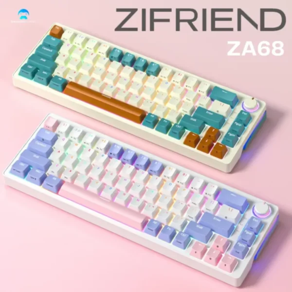 ZIFRIEND ZA63 PRO Mechanical Keyboard - 63 Keys, Hot-Swappable, RGB Backlit, Wired/Wireless 3 Mode Gaming Keyboard